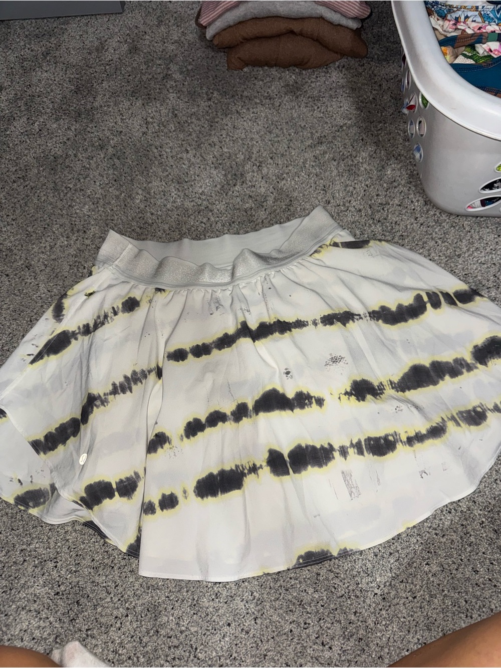lululemon athletica White Tie-Dye Skater Skirt with Yellow & Black Accents